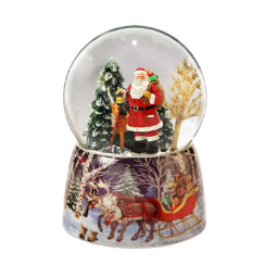 Festive & Lively Santa and Reindeer Snow Globe - SF Music Box Co.